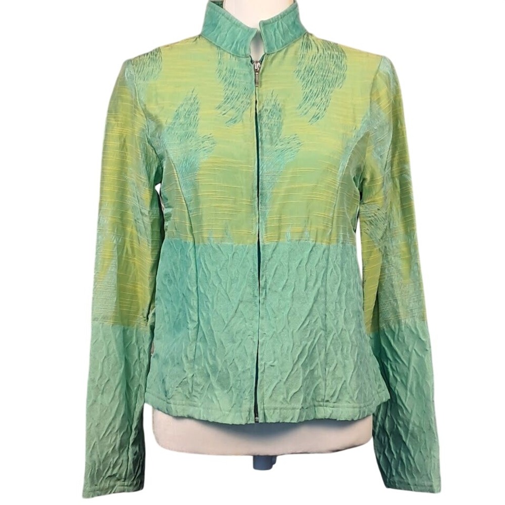KYE S Women's Designer Fitted Zip-Front Golf Jacket Athleisure Lemon Lime Border